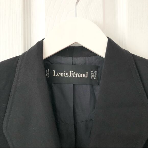 Louis Feraud Black Wool Vintage Puffed Cinch Sleeve Peplum Short Blazer Jacket 8 - Picture 2 of 14